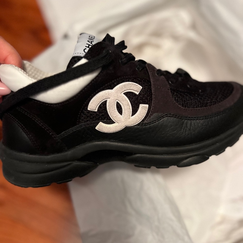 Chanel Black and White Sneakers size 38 - Picture 3 of 5
